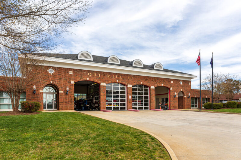 The Fort Mill Fire Station. Sunny, spring day.