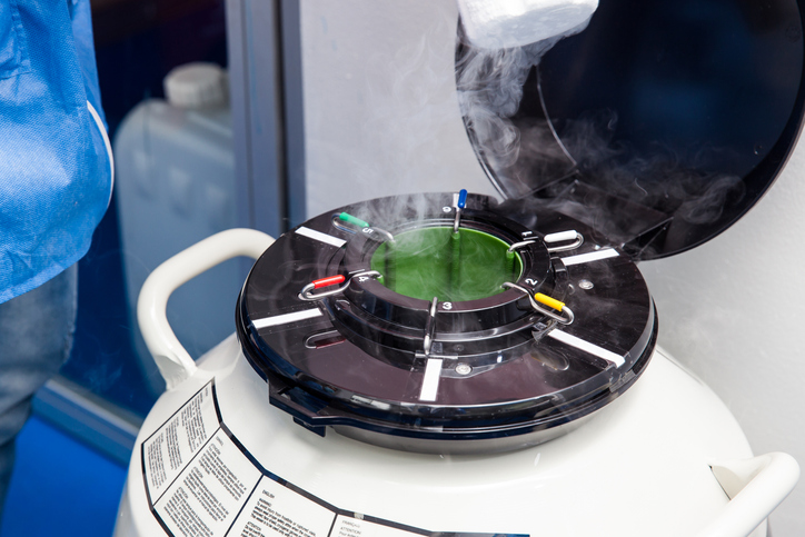 Liquid nitrogen cryogenic tank at life sciences laboratory